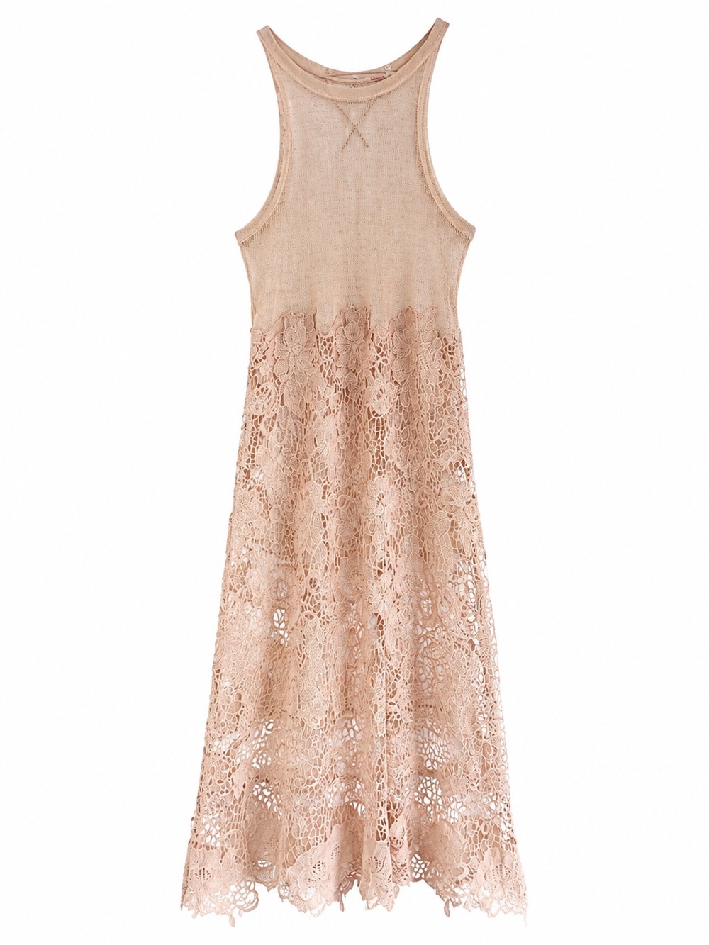 Free People Blush Crochet Lace Racerback Maxi Dress